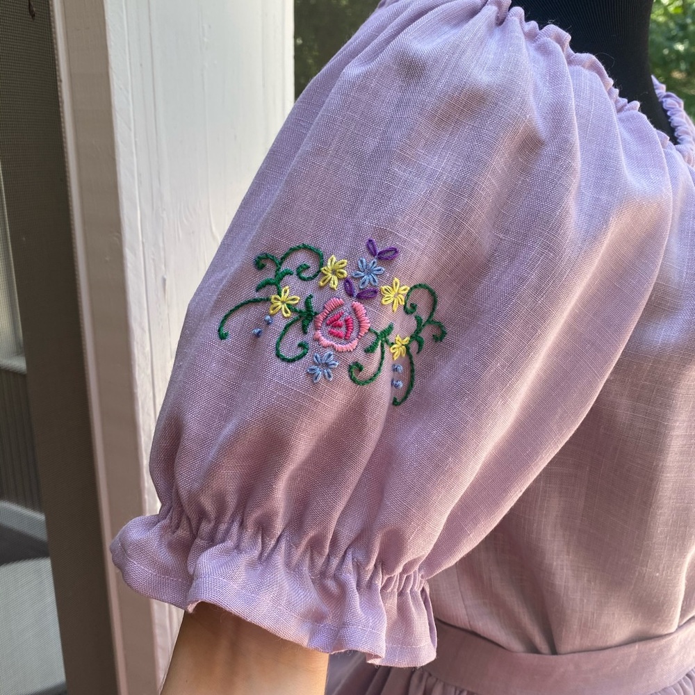 Vintage 70s Embroidered Cottagecore Top Skirt Set - Picture 6 of 13